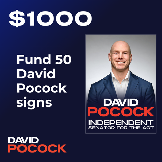 A $1000 contribution for Team Pocock to put up 50 Pocock signs